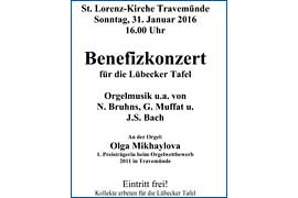 Plakat Benefizkonzert für die Lübecker Tafel in der St. Lorenz-Kirche in Lübeck-Travemünde